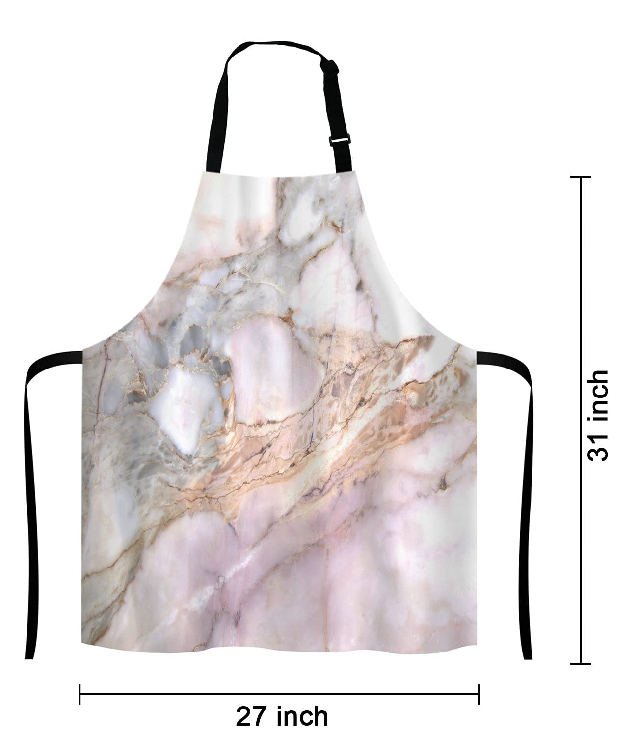 Lefolen Pink Marble Texture Apron For Women And Men, Adjustable Kitchen Chef Apron For Cooking Baking - Cute Birthday, Anniversa